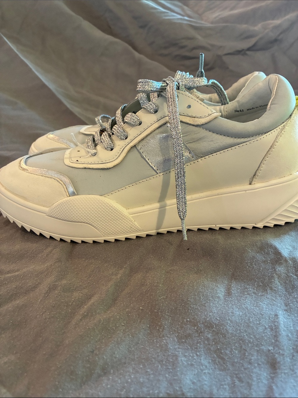 Dolce Vita White Ridged Platform Sole Sneakers